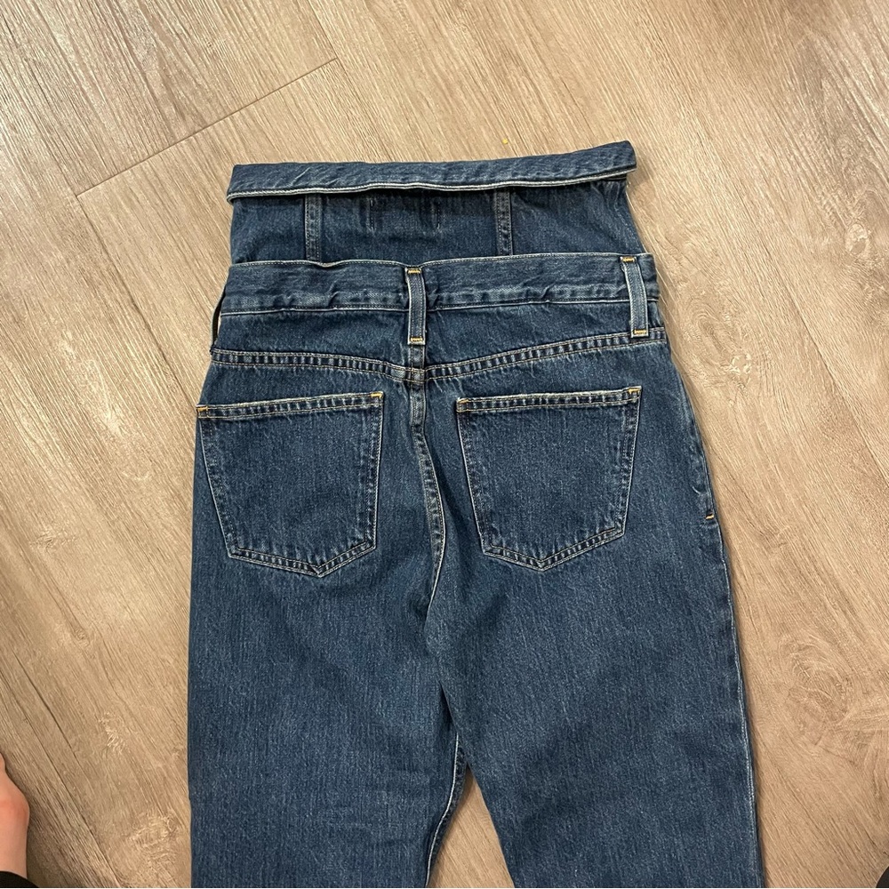 Agolde Vanna Corset Jeans High Waist Belted Foldover Cotton Denim in Blue - Picture 5 of 12